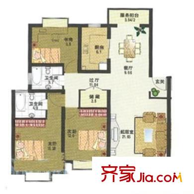 金唐公寓 3室 戶型圖