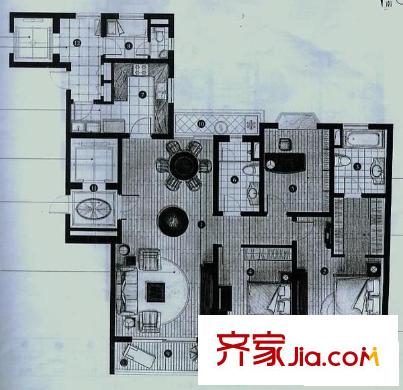 华丽家族古北花园 3室 户型图