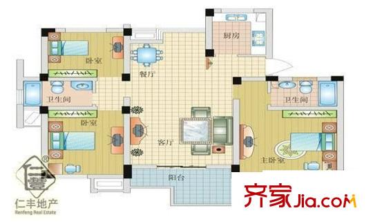 中原路34弄小区户型图户型图 3室2厅2卫1厨