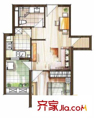 品臻國際公寓1室2廳1衛(wèi)1廚