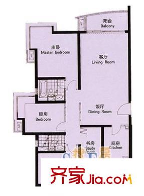 江臨天下1、15號樓01室戶型圖