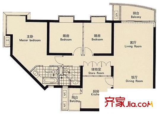 江臨天下 3室 戶型圖