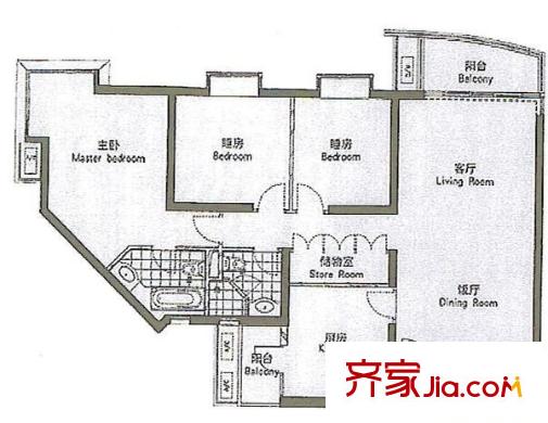 江臨天下 3室 戶型圖
