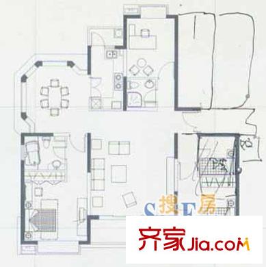 上海 春天花园3室 户型图