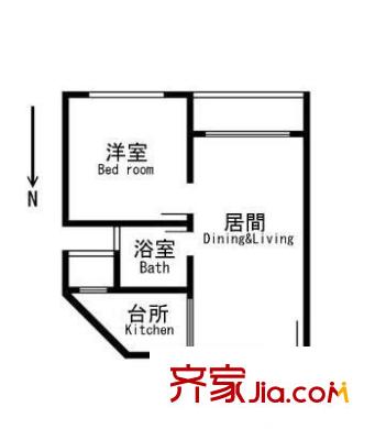 春天花园 1室 户型图