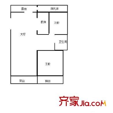 地中海之恋户型图户型图 2室1厅1卫1厨