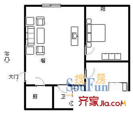 洋涇花園城2室2廳1衛(wèi)1廚