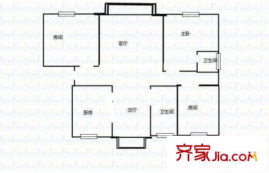 綠波城戶型圖戶型圖 3室2廳2衛(wèi)1廚
