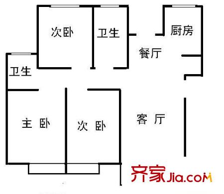 明光公寓户型图户型图 3室2厅1卫1厨