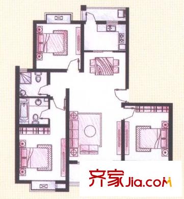 明光公寓户型图户型图 3室2厅2卫1厨