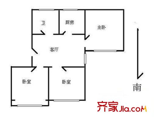 通聯(lián)苑二期 3室 戶型圖