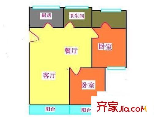通聯(lián)苑二期 2室 戶型圖