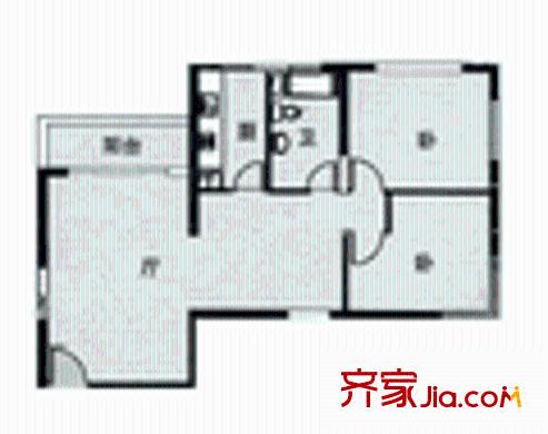 华敏世纪广场户型图2室2厅1卫1厨