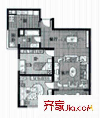 华敏世纪广场户型图2室2厅1卫1厨
