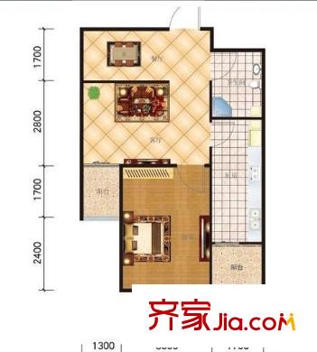 綠地峰匯戶型圖戶型圖 1室1廳1衛(wèi)1廚