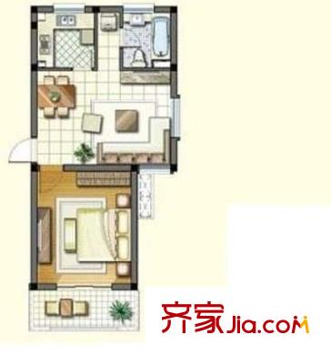 綠地峰匯 1室 戶型圖