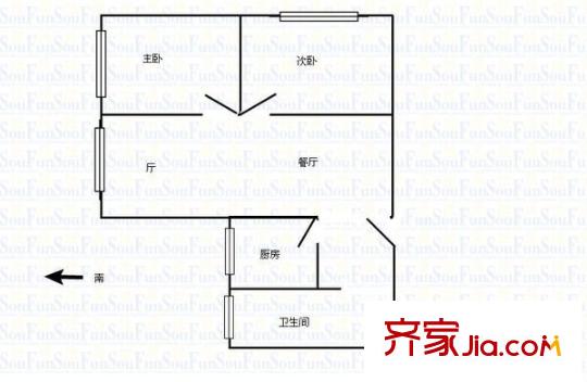 武宁小城户型图户型图 2室2厅1卫1厨