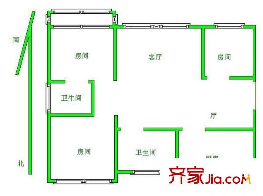 建華小區(qū)戶型圖建華公寓 3室 戶型圖 3室2廳1衛(wèi)1廚