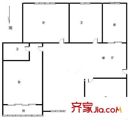 建華小區(qū)戶型圖戶型圖 3室2廳1衛(wèi)1廚