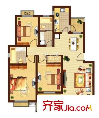 御景豪園戶型圖a戶型 3室2廳1衛(wèi)1廚
