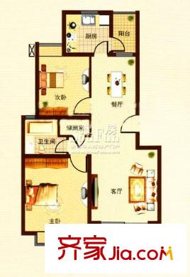 御景豪園戶型圖f戶型 2室2廳1衛(wèi)1廚