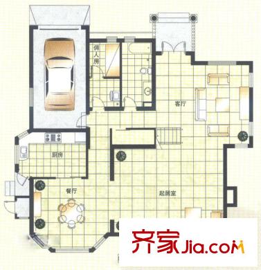 嘉怡别墅400平米户型一层 5室4厅3卫1厨