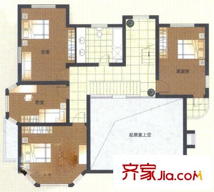 嘉怡别墅400平米户型二层 5室4厅3卫1厨