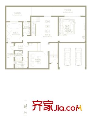 宝华栎庭独院B1型:地下室 3室2厅2卫1厨