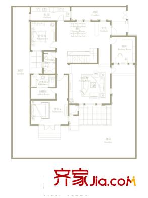宝华栎庭独院B2型:地上1层 3室2厅2卫1厨