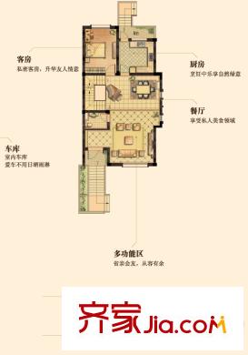 港城滴水湖馨苑別墅C戶型地上一層 4室2廳3衛(wèi)1廚