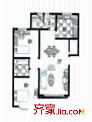 和達(dá)家園戶(hù)型圖2室2廳2衛(wèi)1廚
