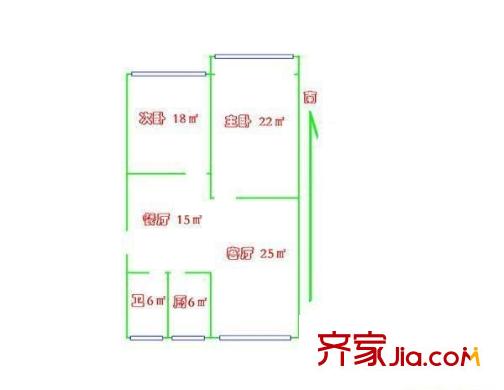 星云小區(qū) 2室 戶型圖