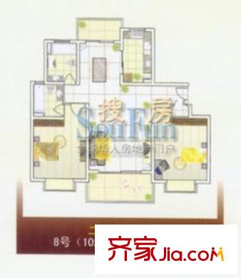 東方城市華庭戶型圖2室2廳2衛(wèi)1廚