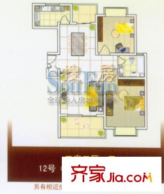 東方城市華庭戶型圖2室2廳1衛(wèi)1廚
