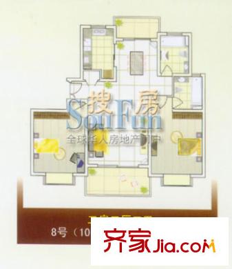 東方城市華庭戶型圖2室2廳2衛(wèi)1廚