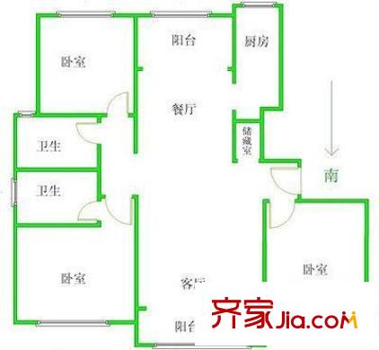 棲山苑 3室 戶型圖