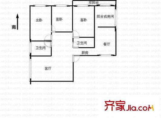 古猗园路355弄小区户型图户型图 3室2厅2卫1厨