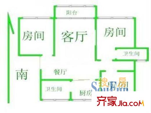 浦發(fā)綠城2080弄小區(qū)戶型圖上海 浦發(fā)綠城2080弄 戶型圖 3室2廳2衛(wèi)1廚