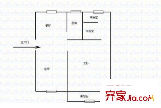城西二村 1室 戶型圖