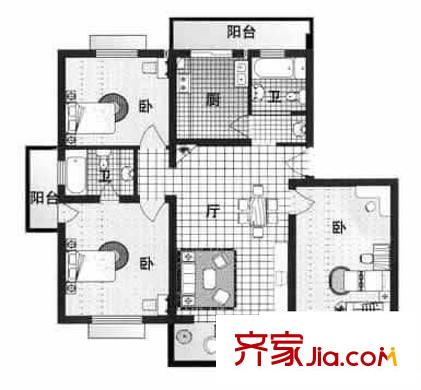 振和公寓 3室 户型图