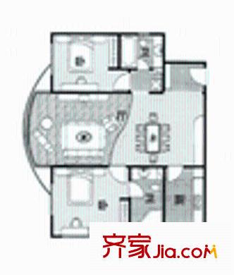 同科公寓同濟吉品戶型圖2室2廳2衛(wèi)1廚