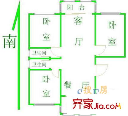 大華錦繡華城第18街區(qū)戶(hù)型圖大華錦繡華城成山路2008弄3221 3室2廳2衛(wèi)1廚