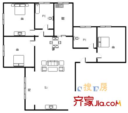 上海 東安大樓3室 戶型圖