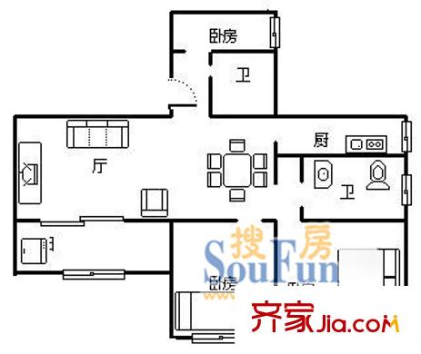 上海 東安大樓2室 戶型圖