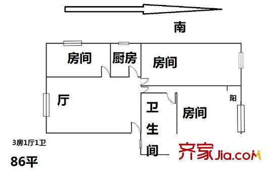 芳雅苑戶型圖戶型圖 3室1廳1衛(wèi)1廚