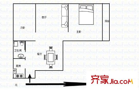 新汾小区 2室 户型图