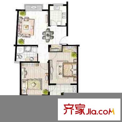 東方冠郡戶型圖戶型圖 2室2廳2衛(wèi)1廚