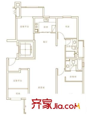 萬科金色城市戶型圖戶型圖 3室2廳2衛(wèi)1廚