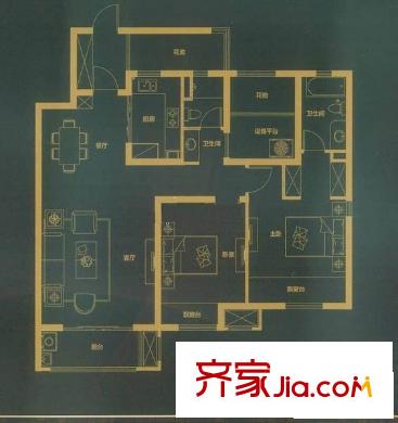 萬科金色城市戶型圖戶型圖 2室2廳1衛(wèi)1廚