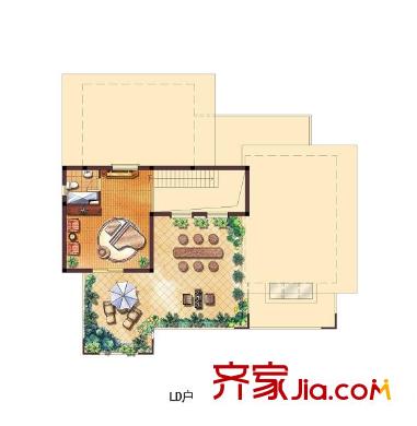 海德花园户型图LD户型三层平面 1室1厅1卫1厨